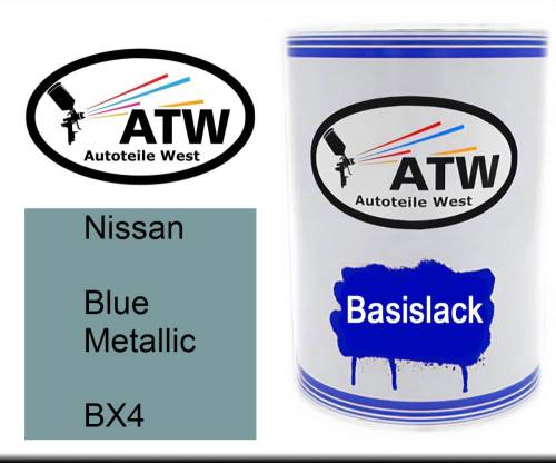 Nissan, Blue Metallic, BX4: 500ml Lackdose, von ATW Autoteile West.